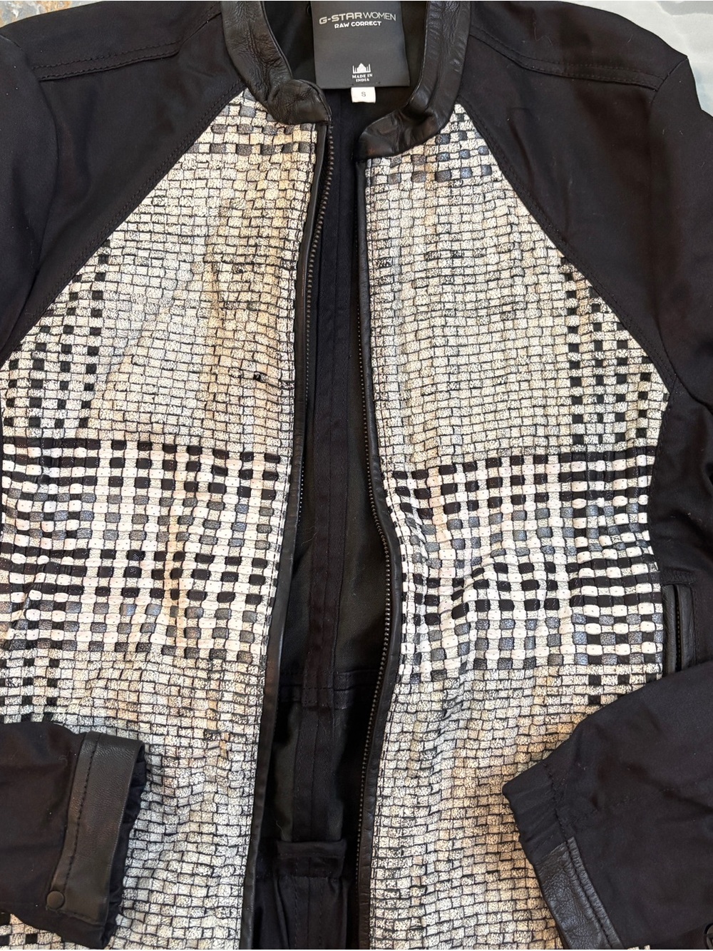 G-Star Black Jacket with Silver Grid Front Panels